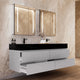 Aventino 60/71-inch light-grey floating double-sink vanity with black marquina sintered stone top