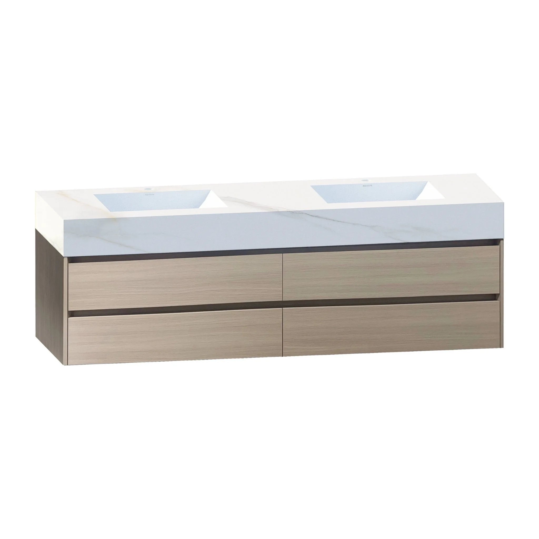 Aventino 60-71" 4-Drawer Floating Double-Sink Vanity with Sintered Stone Top