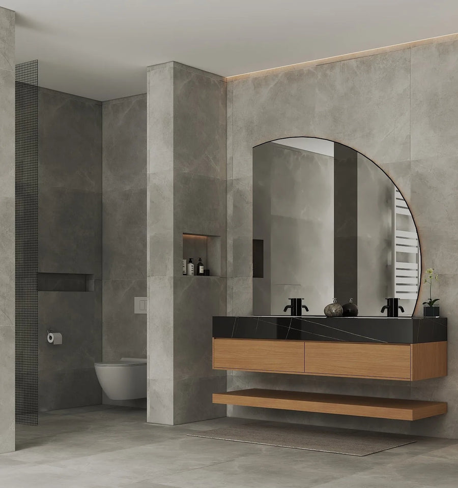 Aventino 60-71" Open-Shelf Floating Double-Sink Vanity with Sintered Stone Top