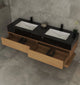 Aventino 60-71-inch flat-front floating double-sink vanity detail