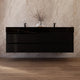 Aventino 60-inch Black Marquina Gold Veins fluted floating double-sink vanity — sintered stone top