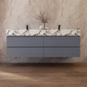 Aventino 60"/71" Dark Grey Fluted Floating Double-Sink Vanity with Sintered Stone Top