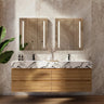 Aventino 60" Oak Fluted Floating Double-Sink Vanity with Sintered Stone Top