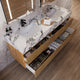 Aventino 60-inch natural-oak fluted floating double-sink vanity with calacatta black sintered stone top