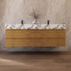 Aventino 60-inch natural-oak fluted floating double-sink vanity with calacatta black sintered stone top
