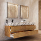 Aventino 60-inch natural-oak fluted floating double-sink vanity with calacatta black sintered stone top