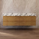 Aventino 60-inch natural-oak fluted floating double-sink vanity with calacatta black sintered stone top