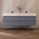 Aventino 60-inch Calacatta Gold fluted floating double-sink vanity — sintered stone top