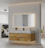 Aventino 60" Black Marquina Gold Veins Natural Oak Floating Single-Sink Vanity with Four Drawers