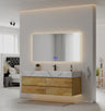 Aventino 60" Black Marquina Gold Veins Natural Oak Floating Single-Sink Vanity with Four Drawers
