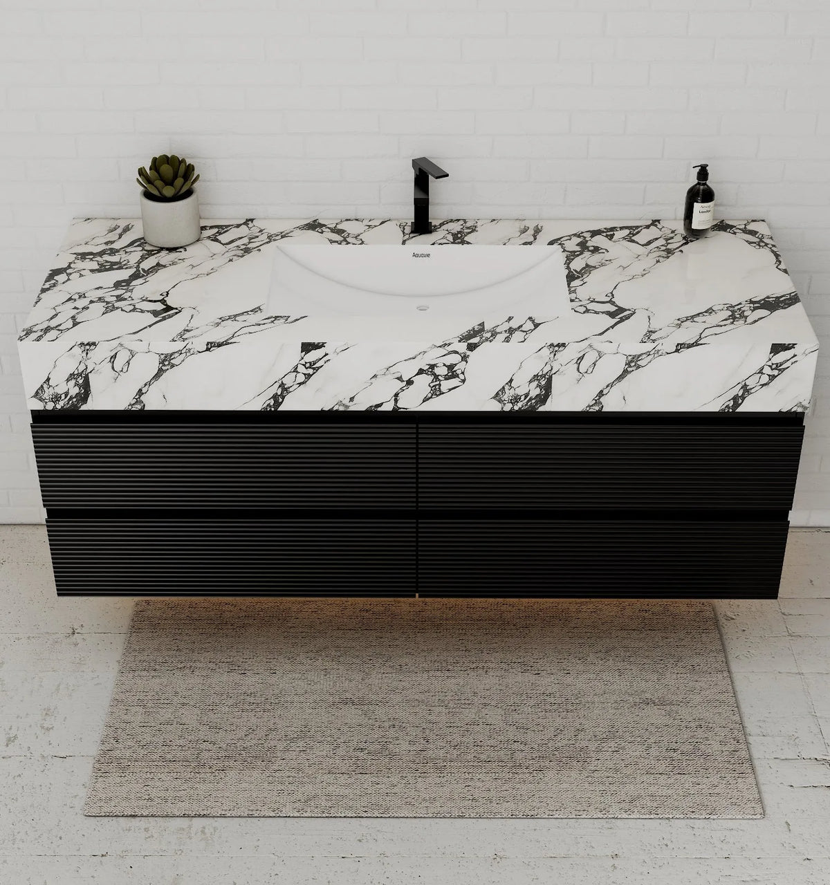 Aventino 60-inch fluted floating single-sink vanity detail