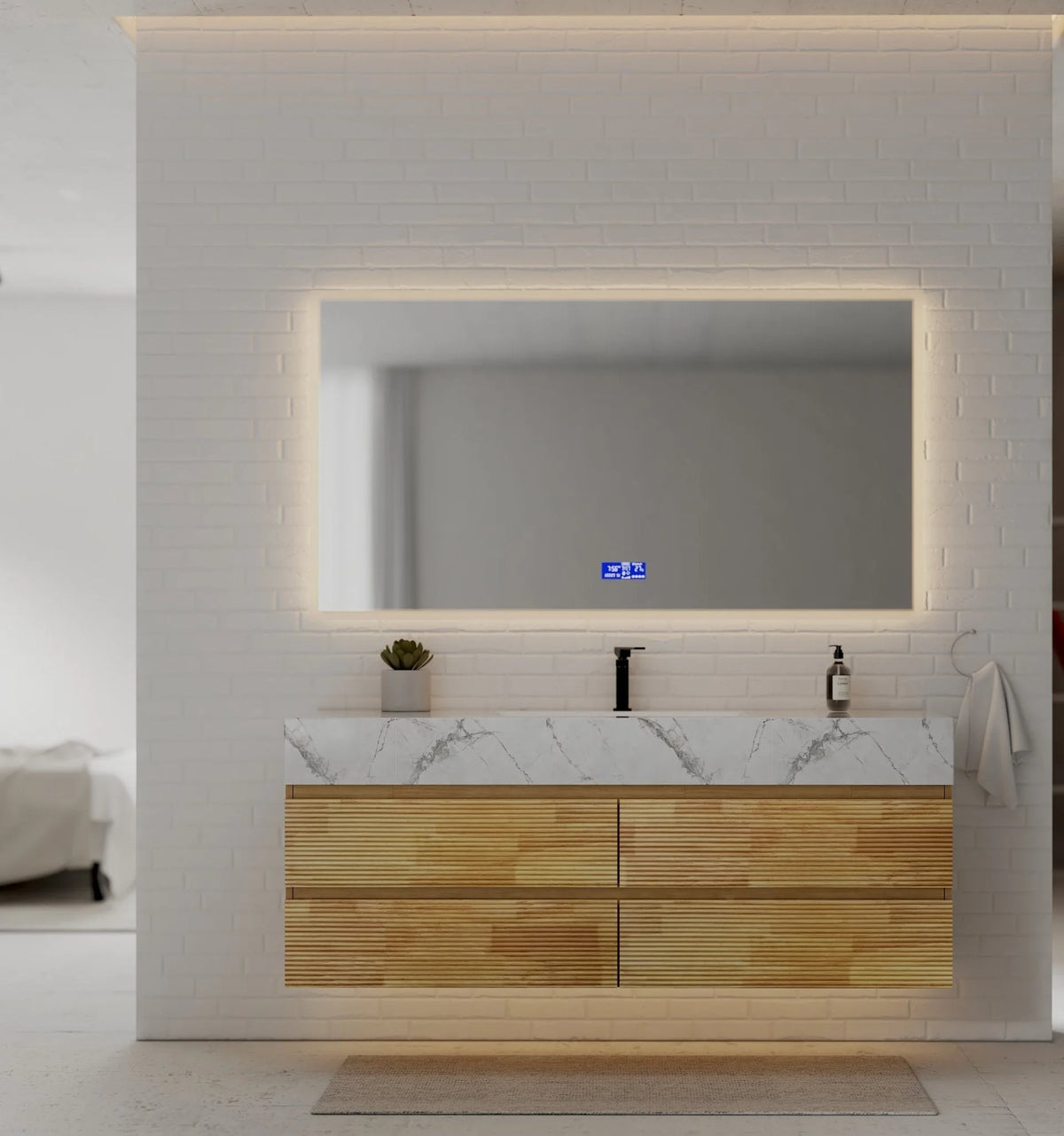 Aventino 60-inch gallery floating vanity — sintered stone top