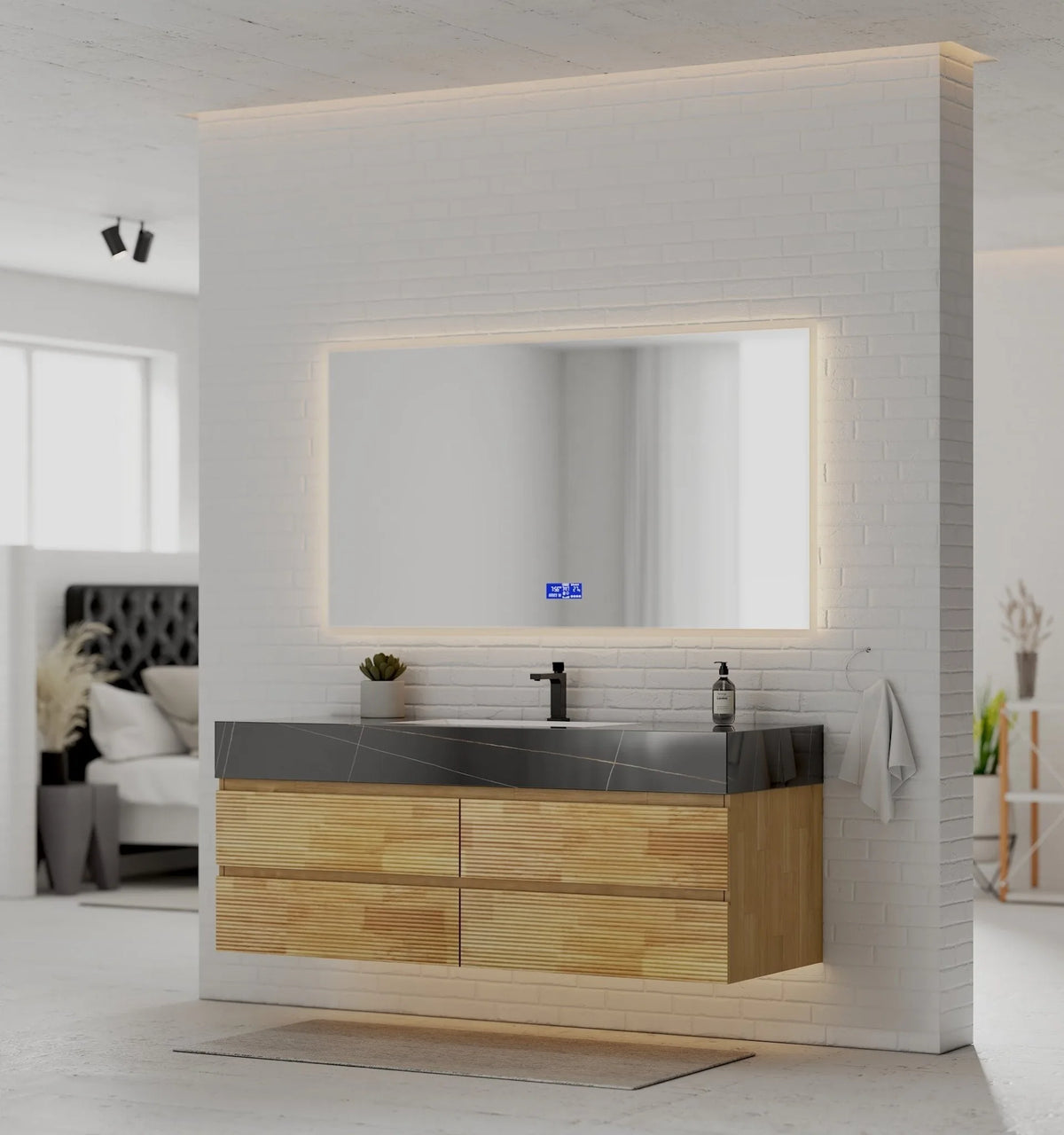 Aventino 60-inch gallery floating vanity — sintered stone top