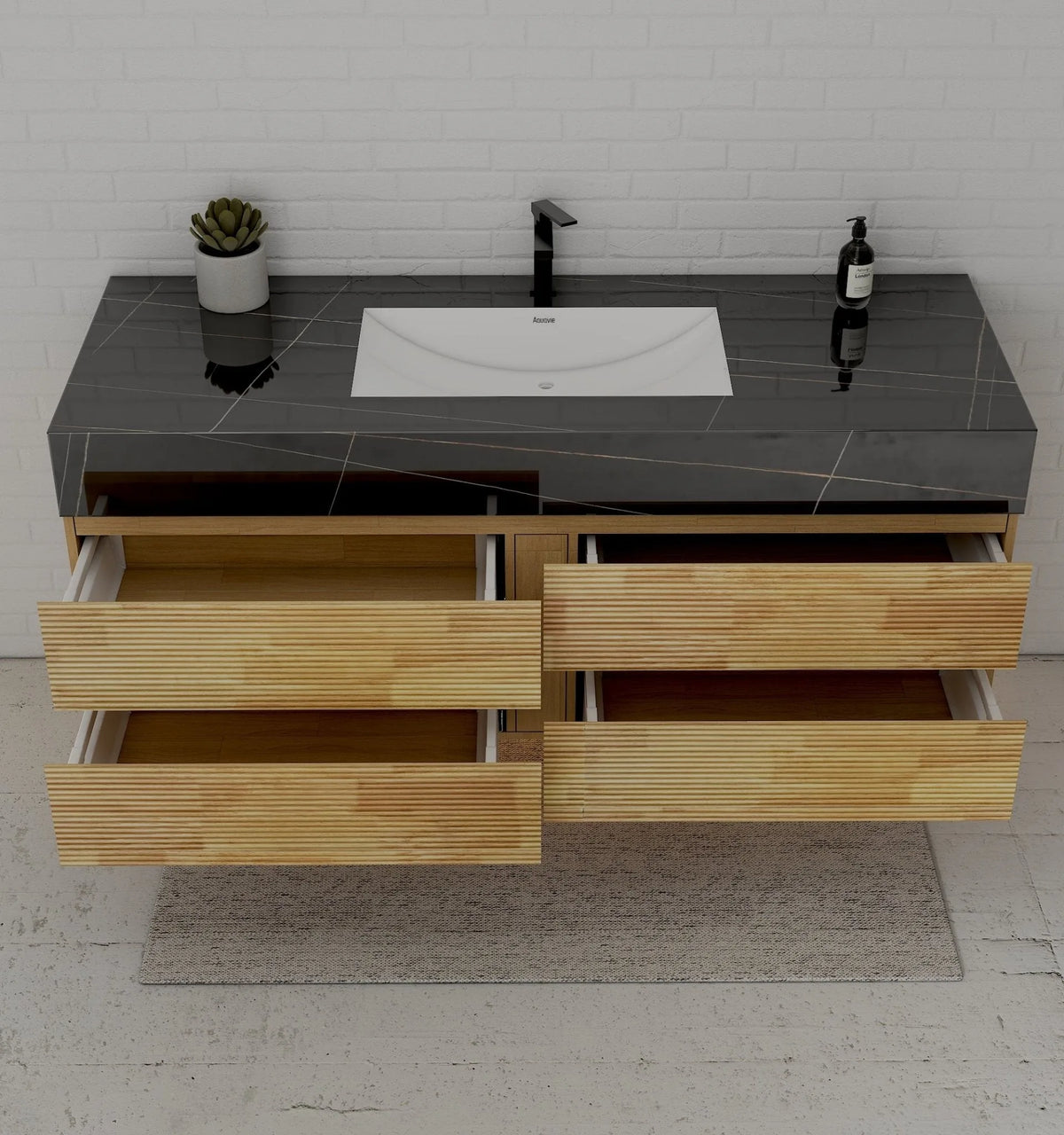 Aventino 60-inch gallery floating vanity — sintered stone top