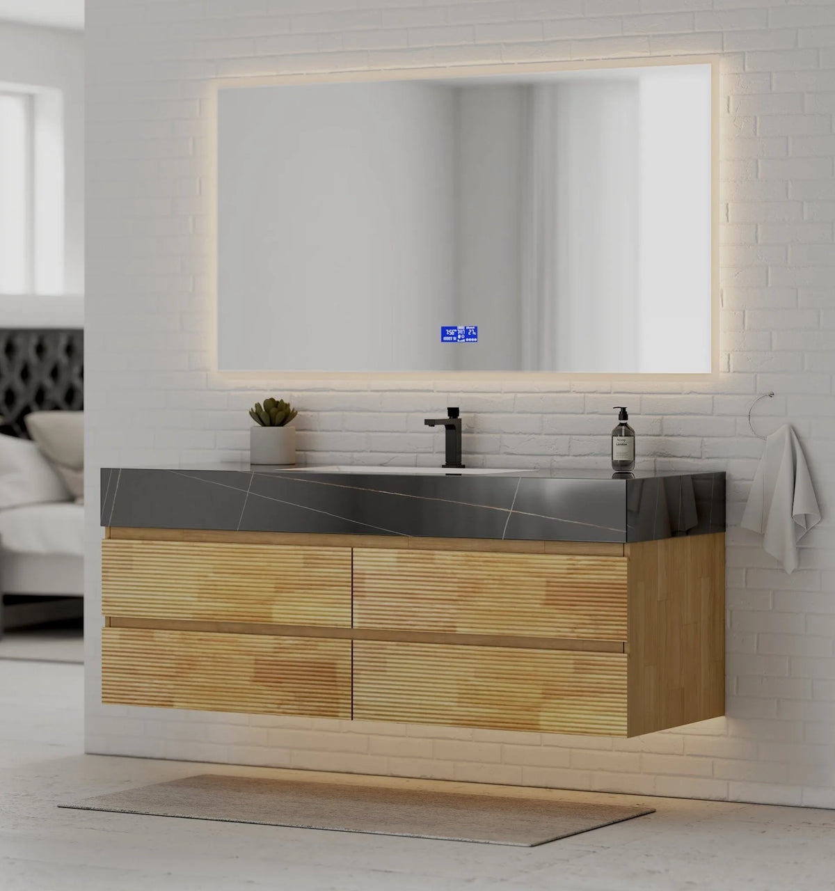 Aventino 60-inch gallery floating vanity — sintered stone top