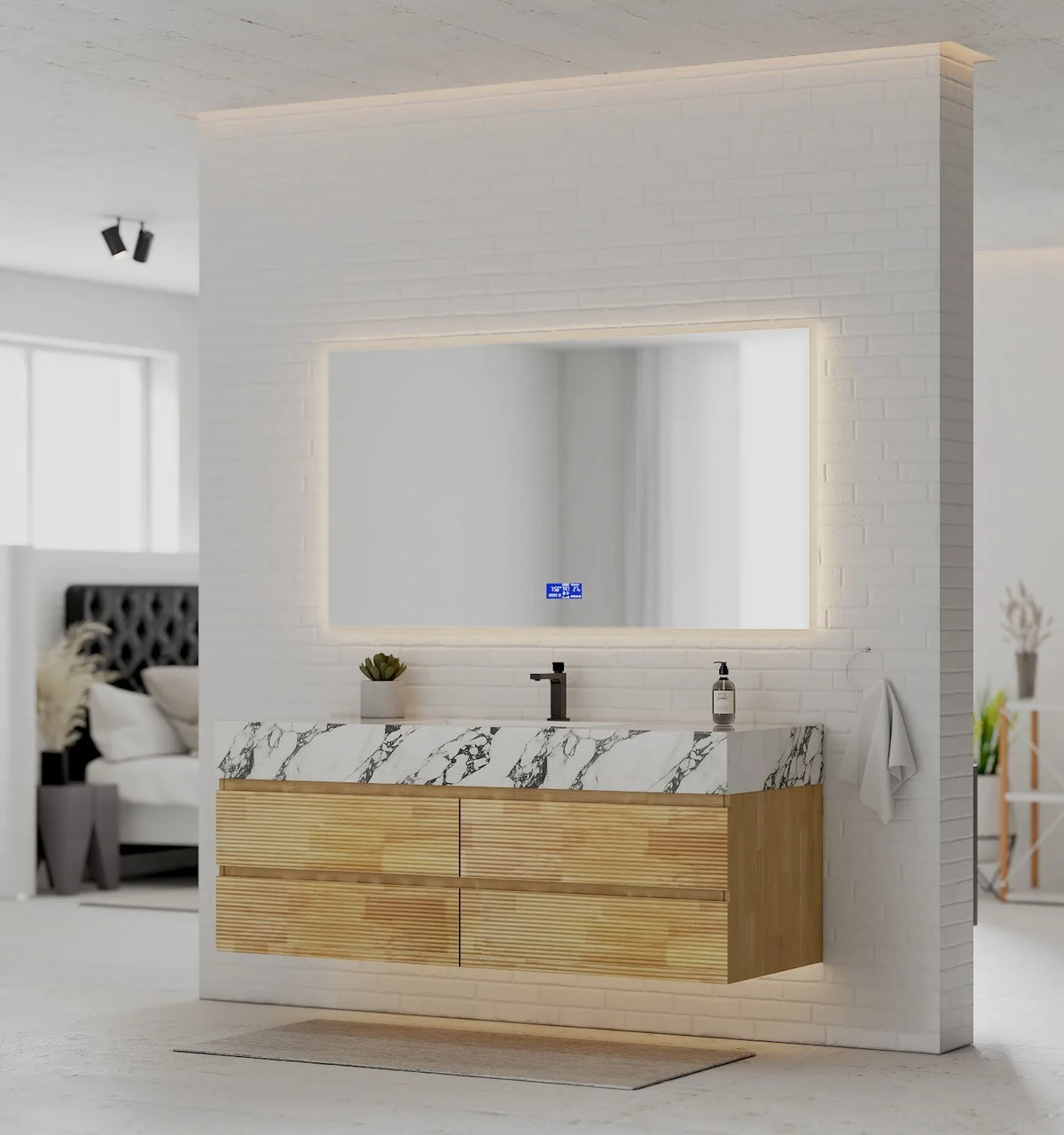 Aventino 60-inch gallery floating vanity — sintered stone top