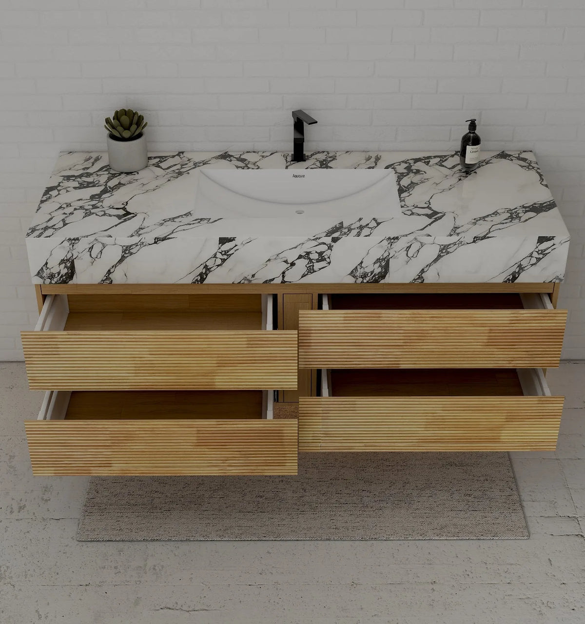 Aventino 60-inch gallery floating vanity — sintered stone top