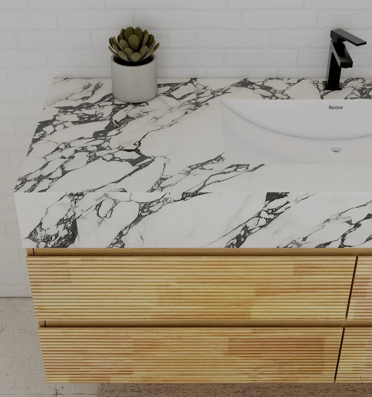 Aventino 60-inch gallery floating vanity — sintered stone top