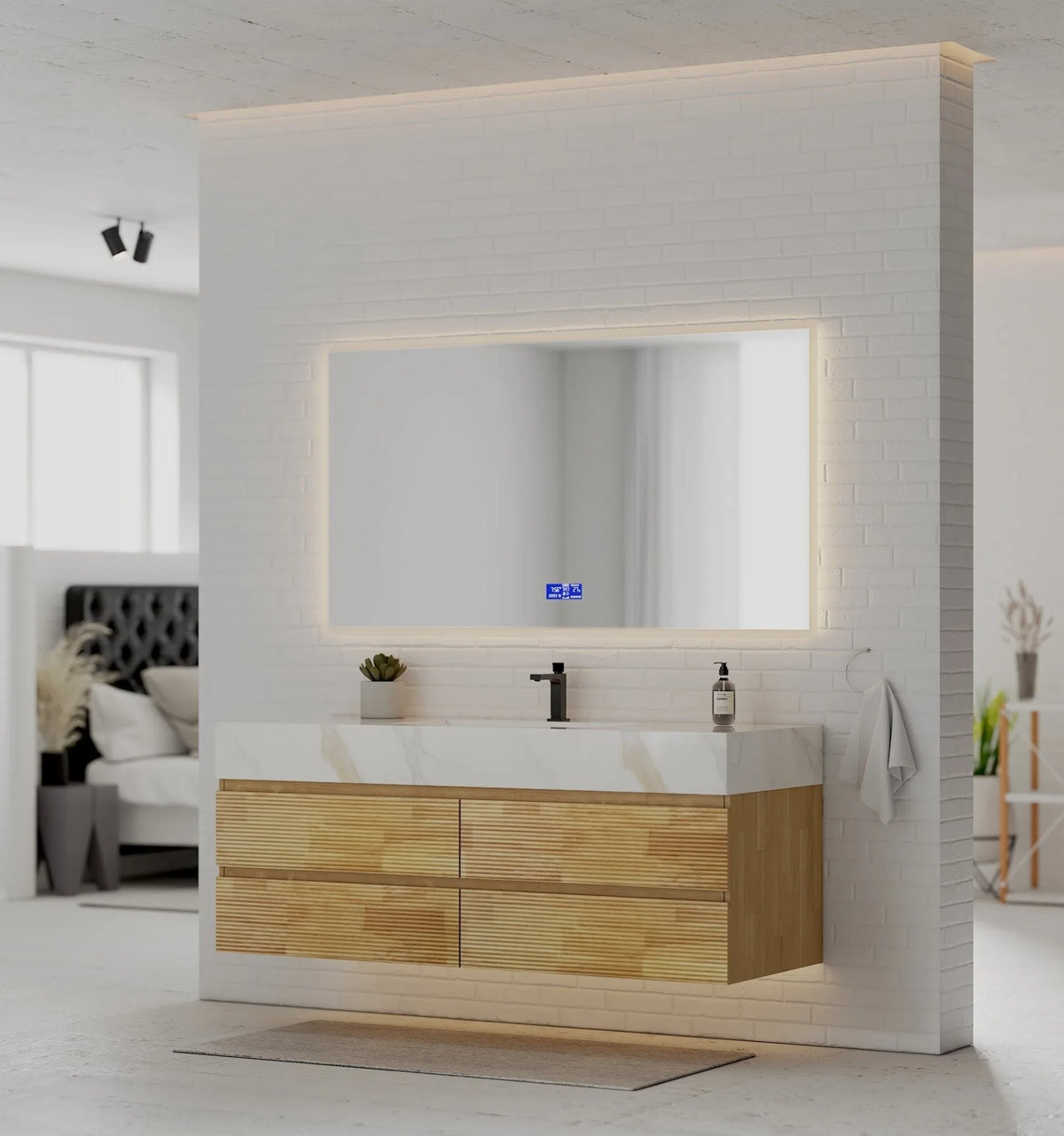 Aventino 60-inch gallery floating vanity — sintered stone top