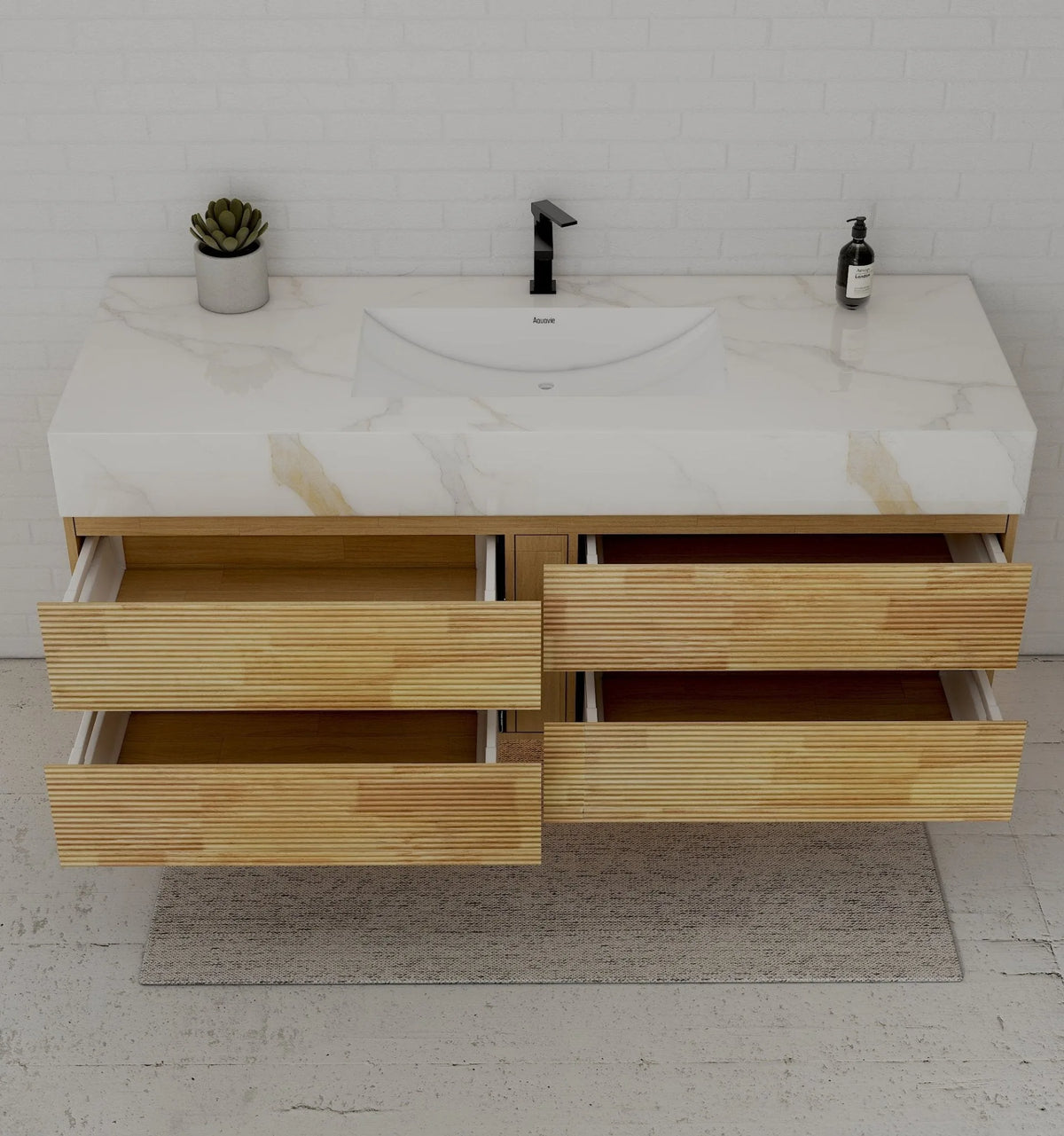 Aventino 60-inch gallery floating vanity — sintered stone top