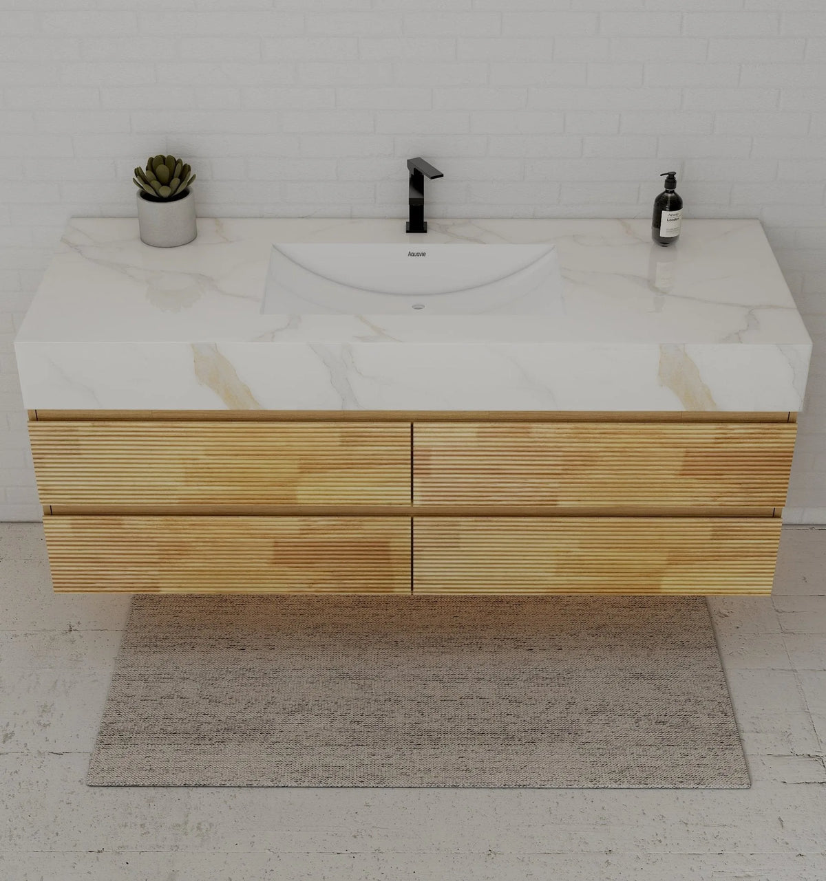 Aventino 60-inch gallery floating vanity — sintered stone top