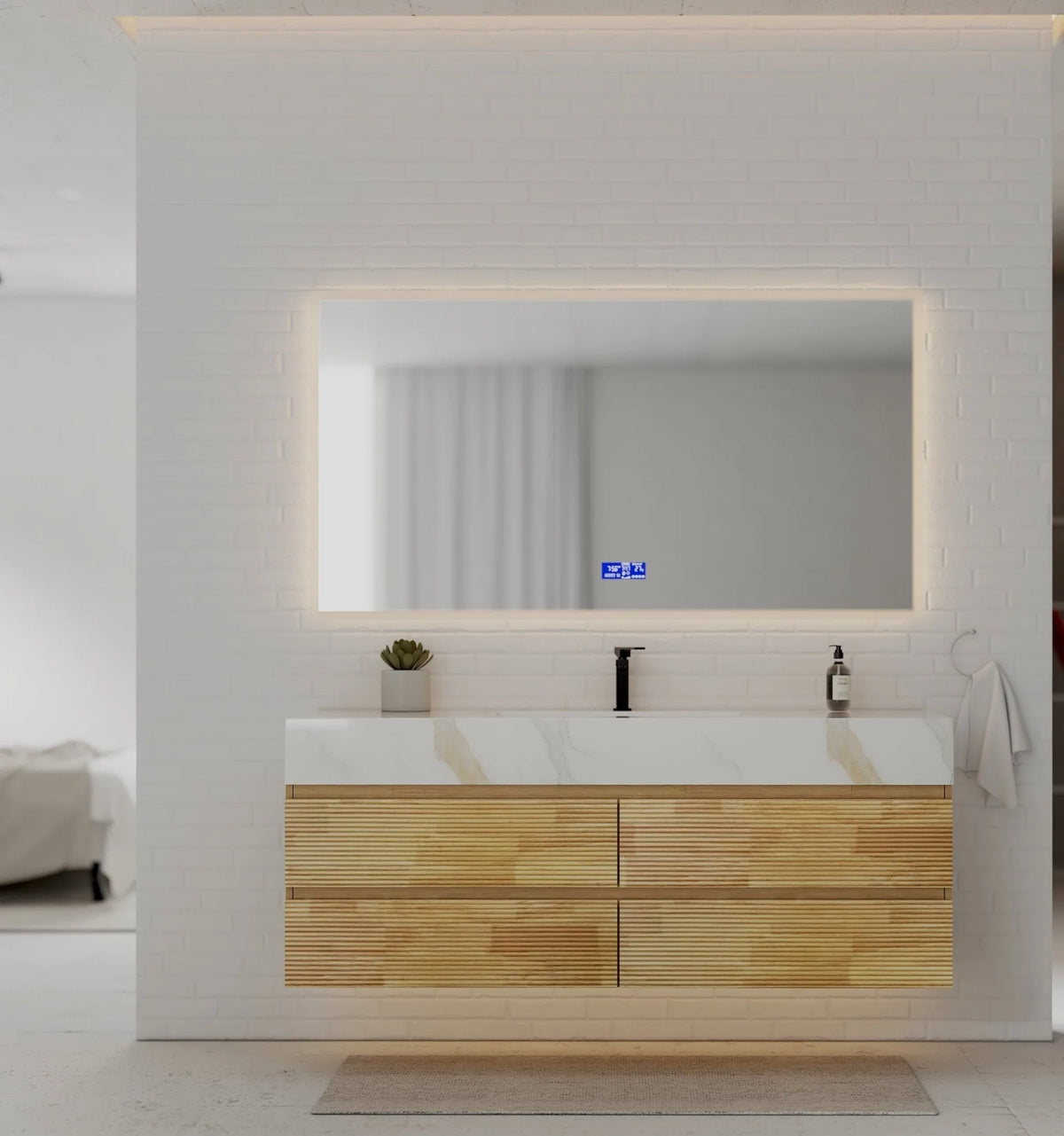 Aventino 60-inch gallery floating vanity — sintered stone top