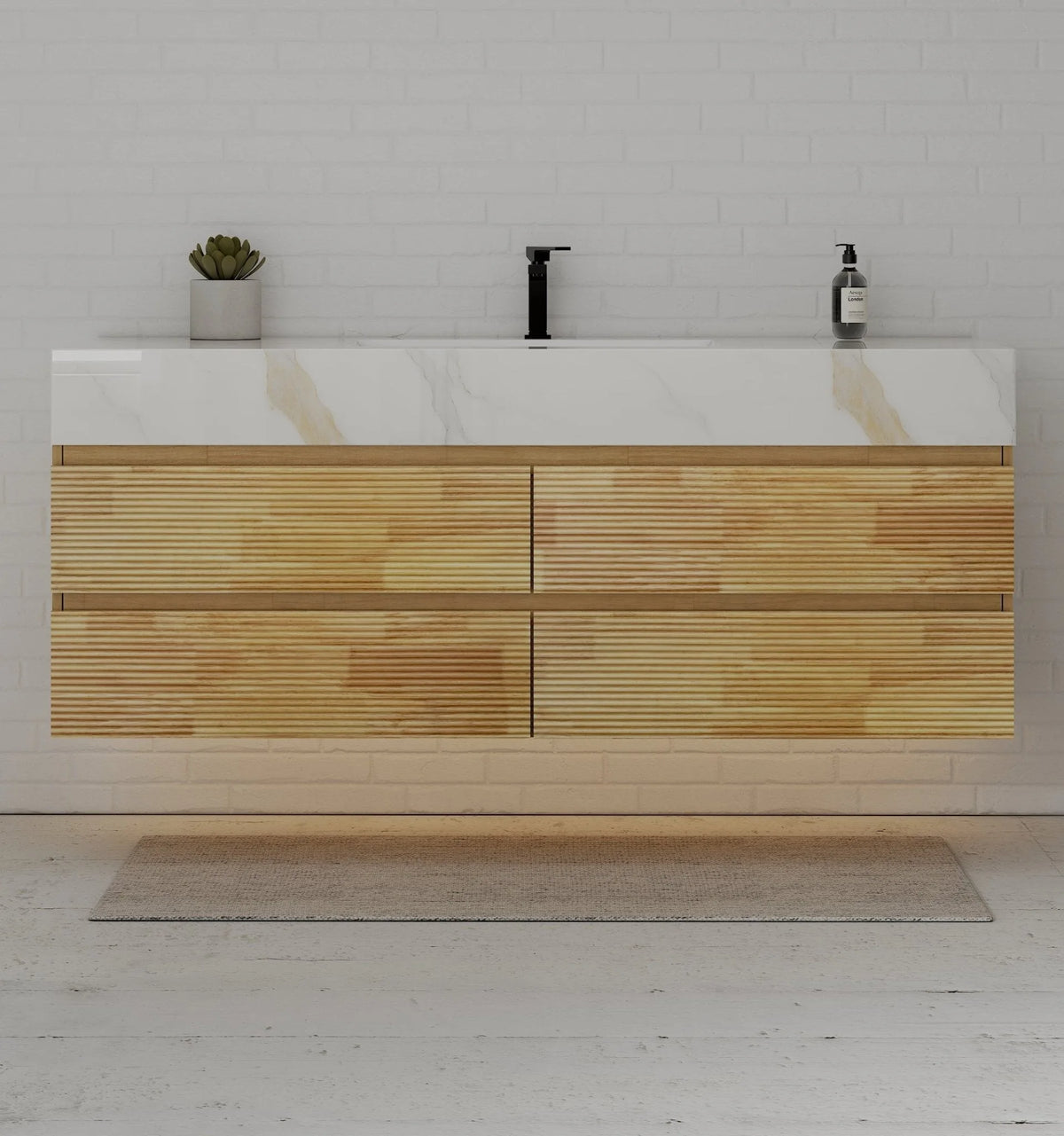 Aventino 60-inch gallery floating vanity — sintered stone top