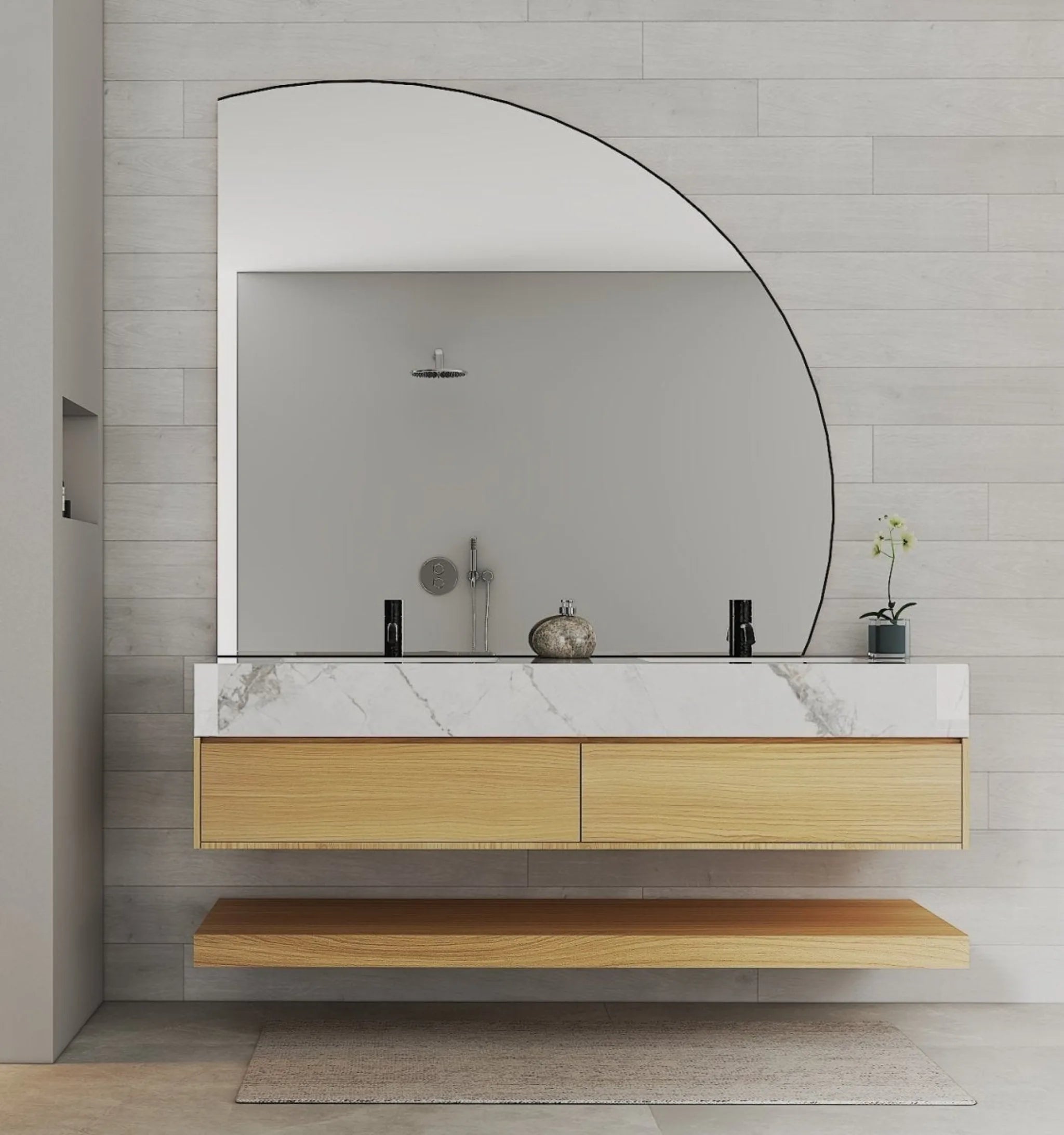 Aventino 60" Natural Oak Floating Double-Sink Vanity with Sintered Stone Top