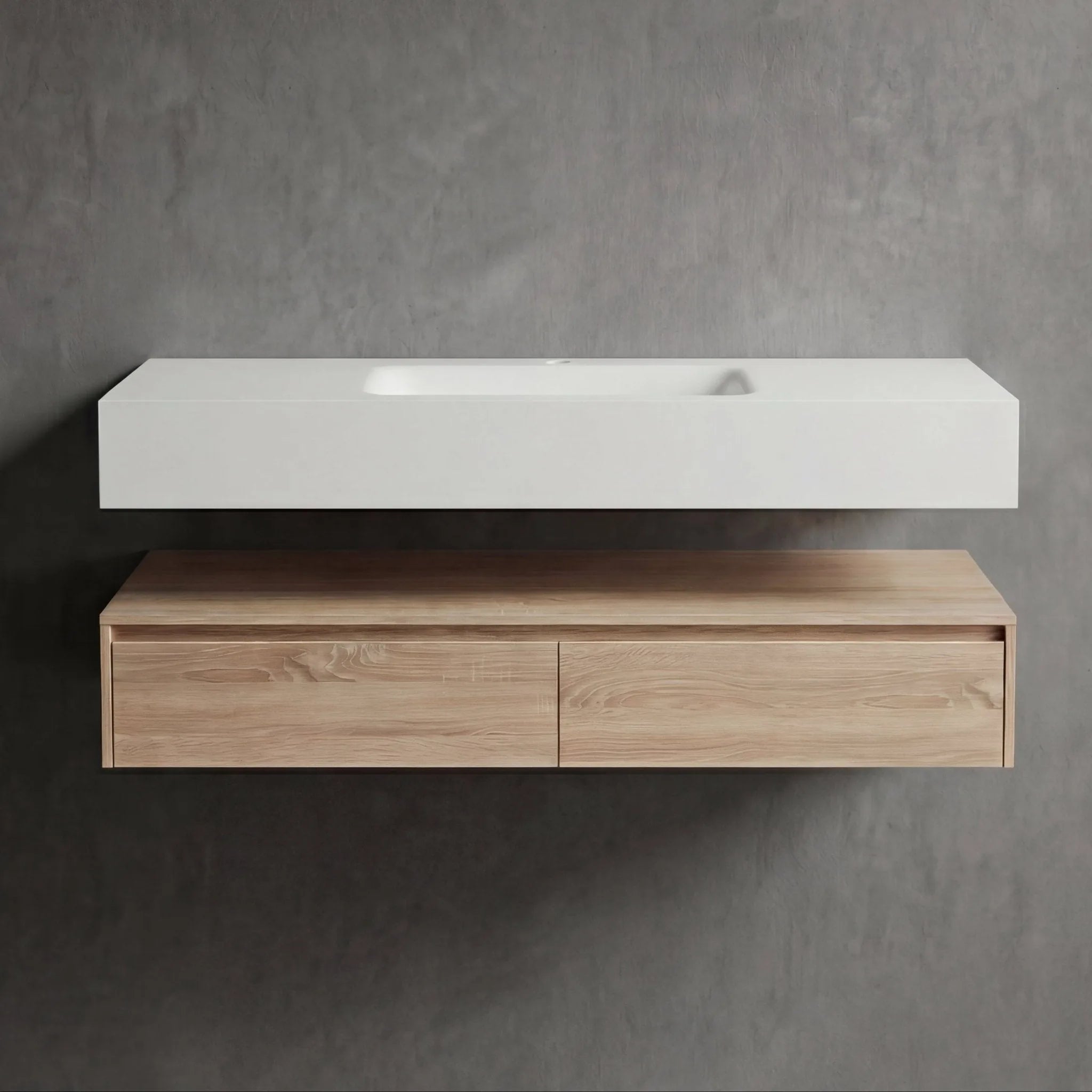 Aventino 60" Light Oak Floating Single-Sink Vanity with Sintered Stone Top