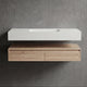 Aventino 60-inch light-oak floating single-sink vanity with pure white sintered stone top