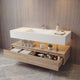 Aventino 60-inch light-oak floating single-sink vanity with pure white sintered stone top
