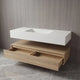 Aventino 60-inch light-oak floating single-sink vanity with pure white sintered stone top