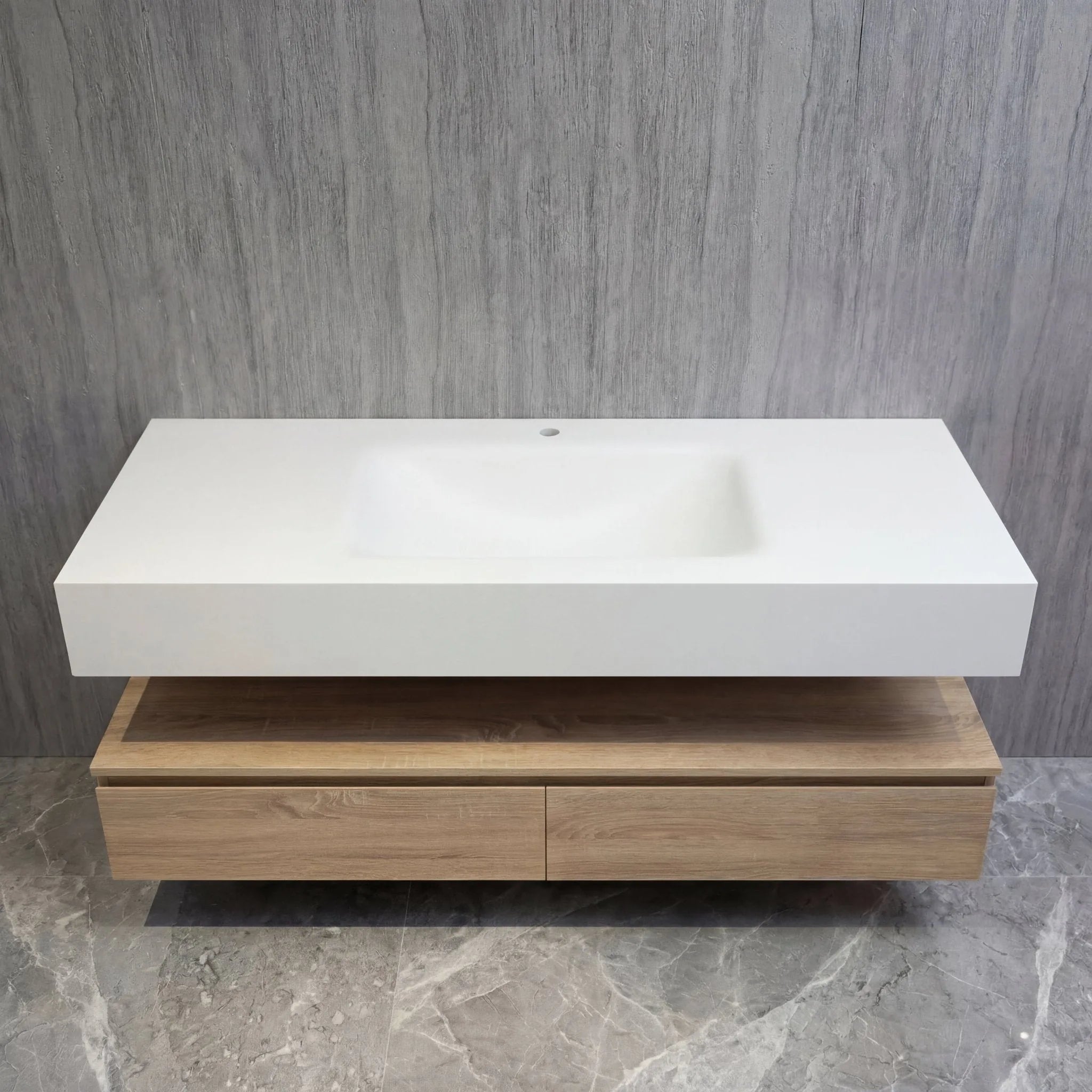 Aventino 60" Light Oak Floating Single-Sink Vanity with Sintered Stone Top