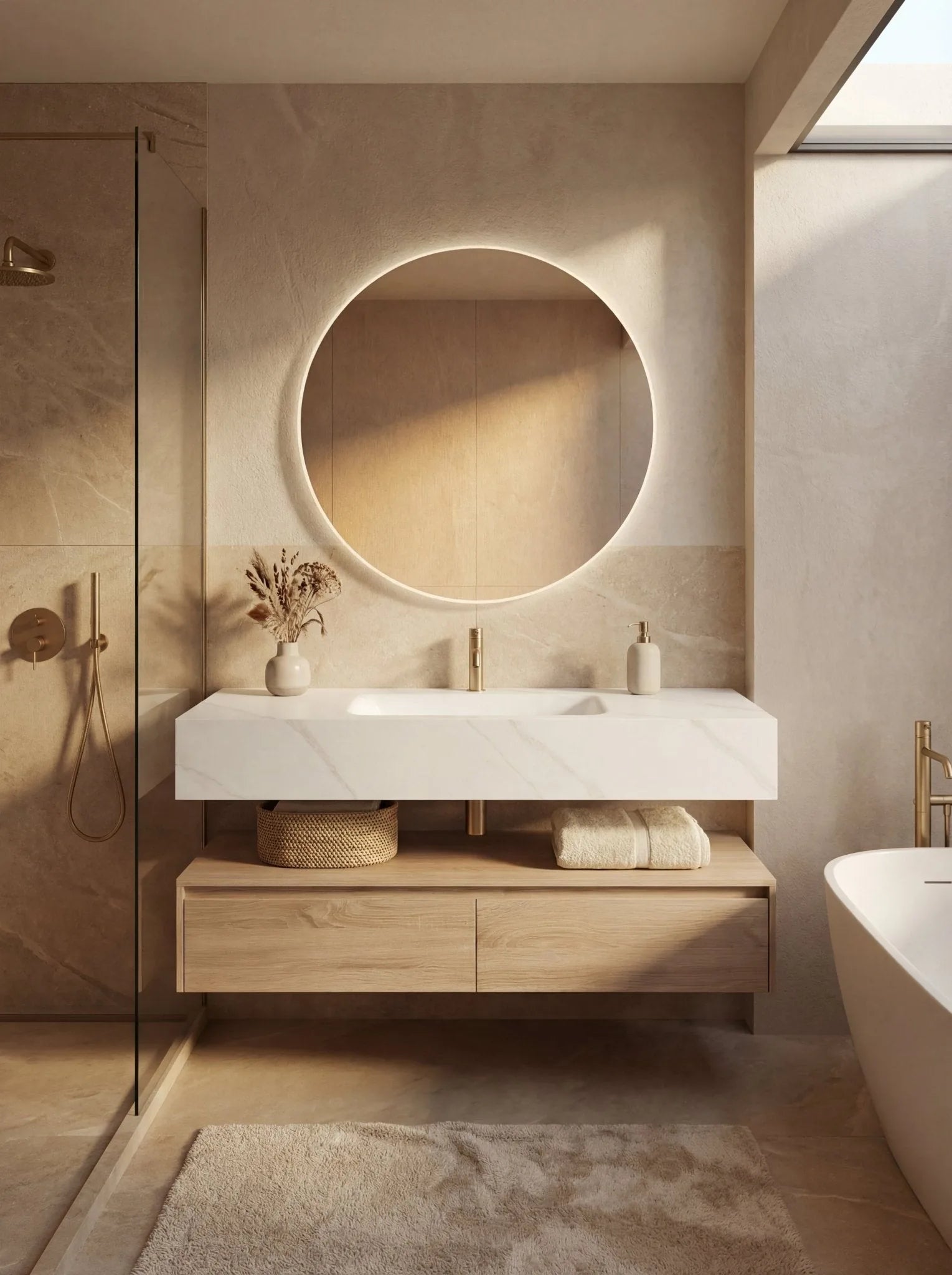 Aventino 60" Light Oak Floating Single-Sink Vanity with Sintered Stone Top