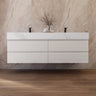 Aventino 60" White Fluted Floating Double-Sink Vanity with Sintered Stone Top