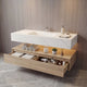 Aventino 60-inch light-oak floating single-sink vanity with white carrara sintered stone top