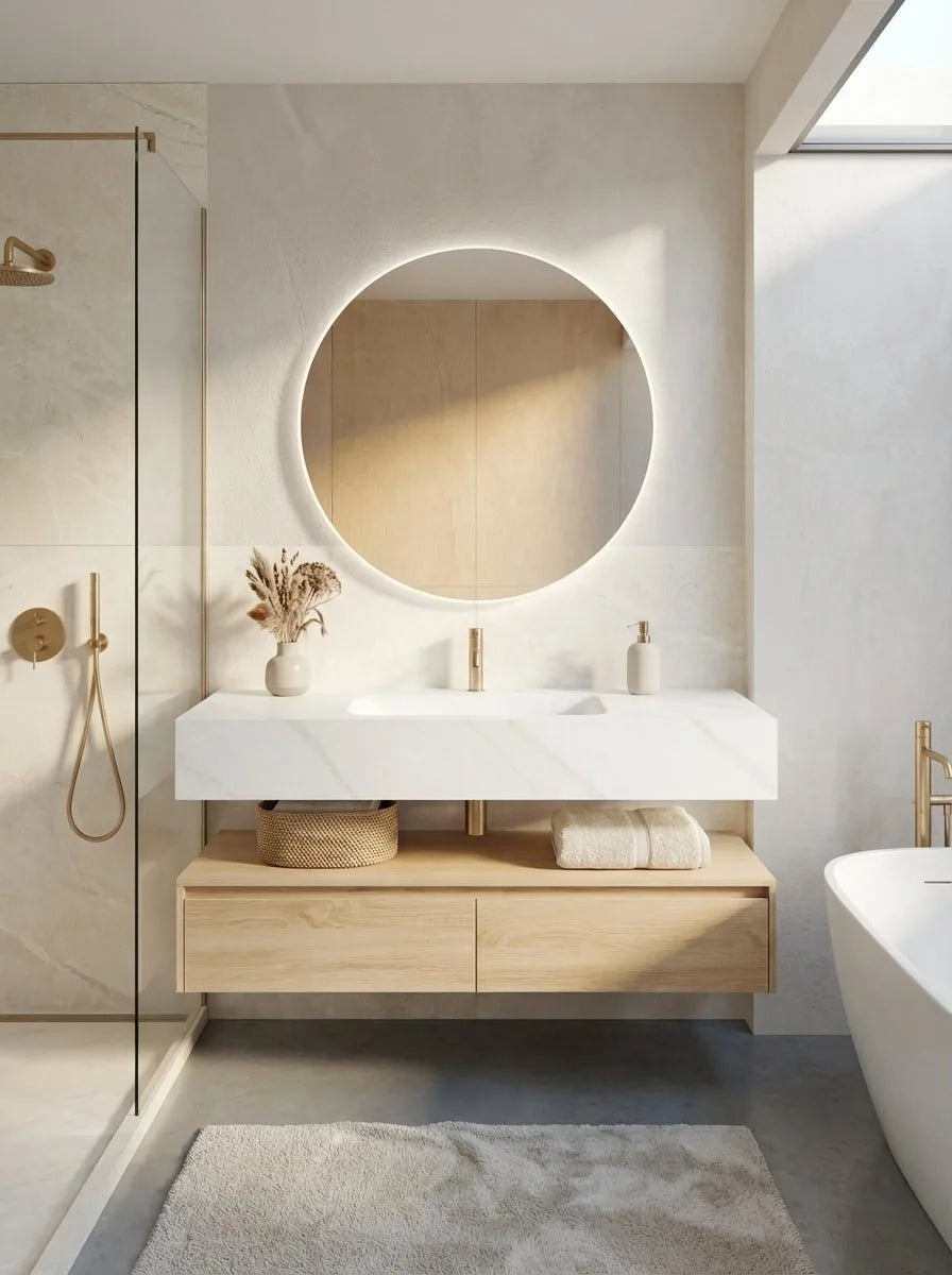 Aventino 60" Light Oak Floating Single-Sink Vanity with Sintered Stone Top