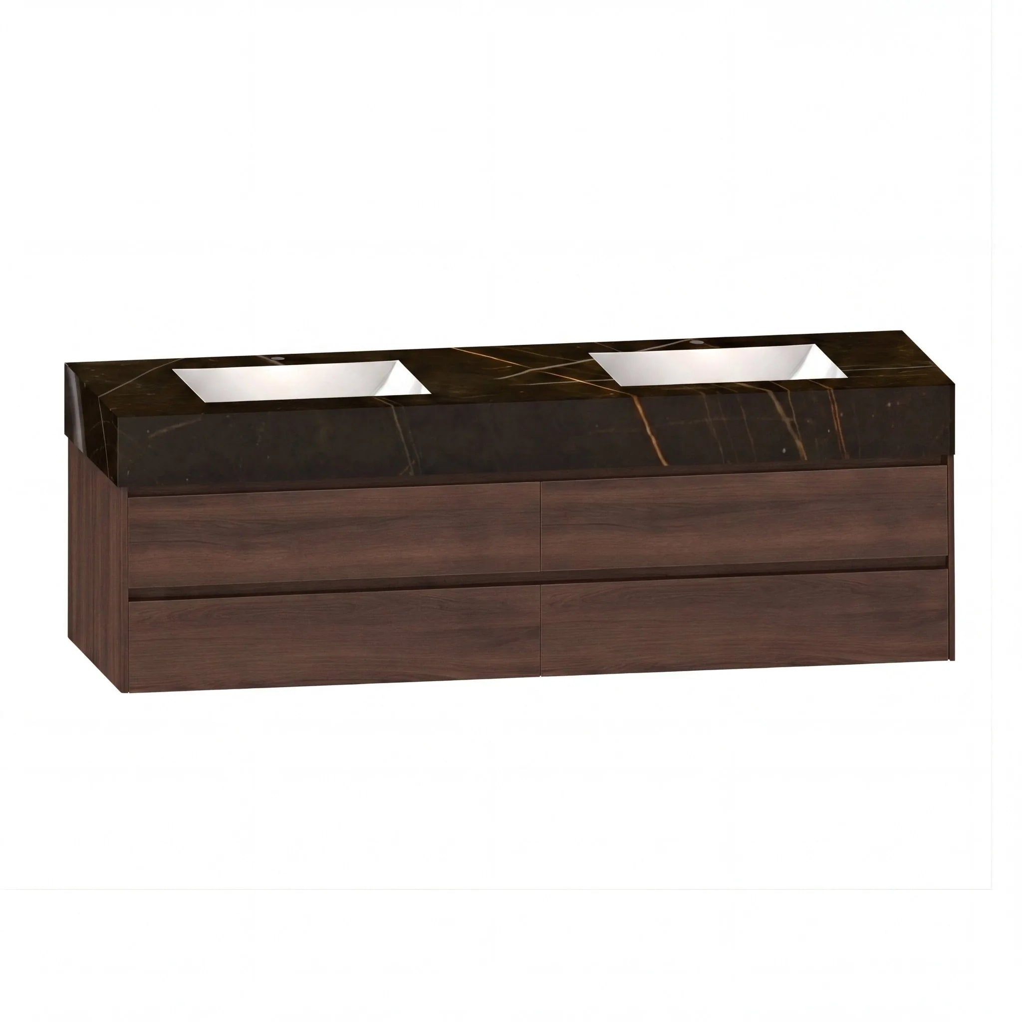 Aventino 60-71" 4-Drawer Floating Double-Sink Vanity with Sintered Stone Top