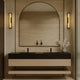 Aventino 71-inch black marquina gold veins white grey oak flat-front floating double-sink vanity — sintered stone top