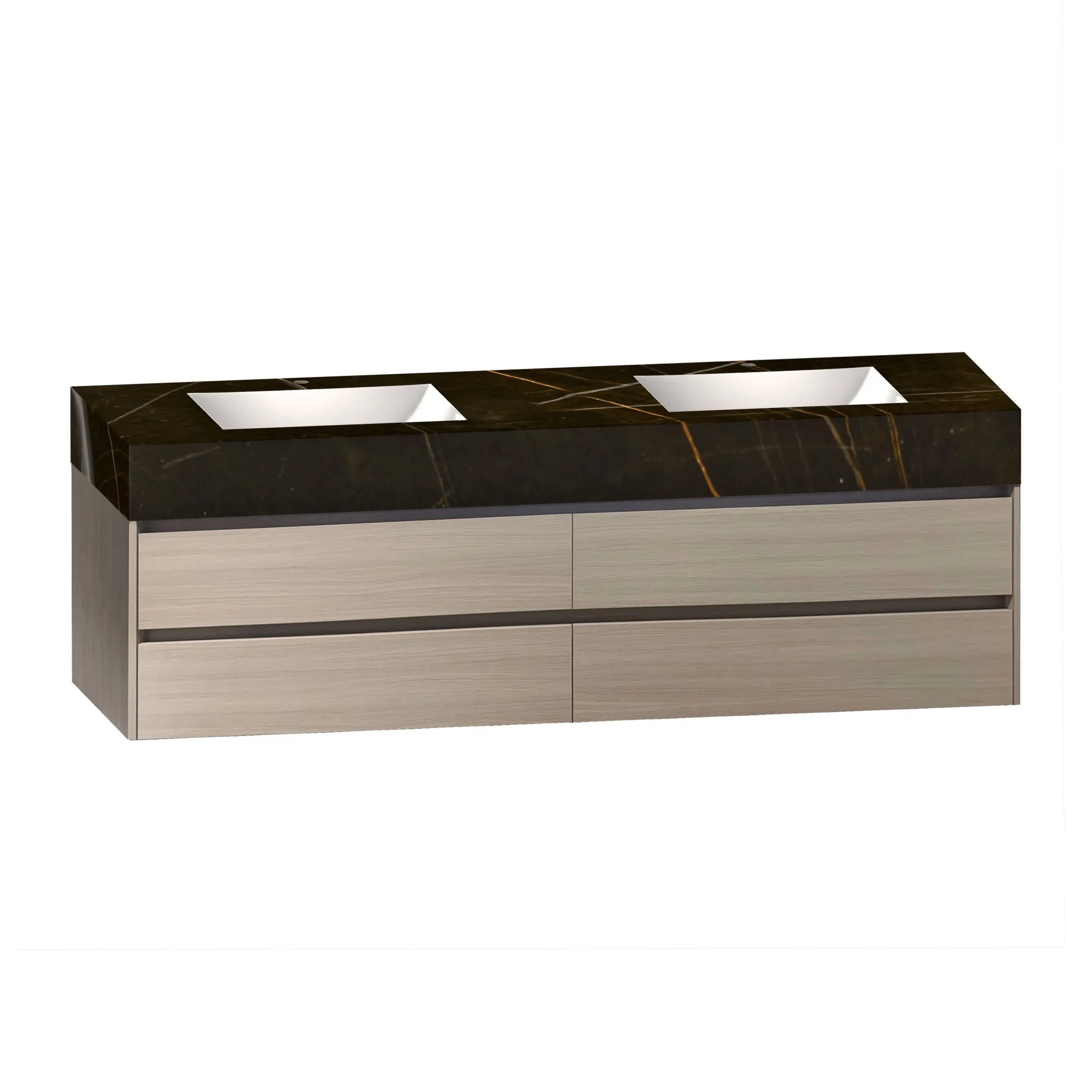 Aventino 60-71" 4-Drawer Floating Double-Sink Vanity with Sintered Stone Top