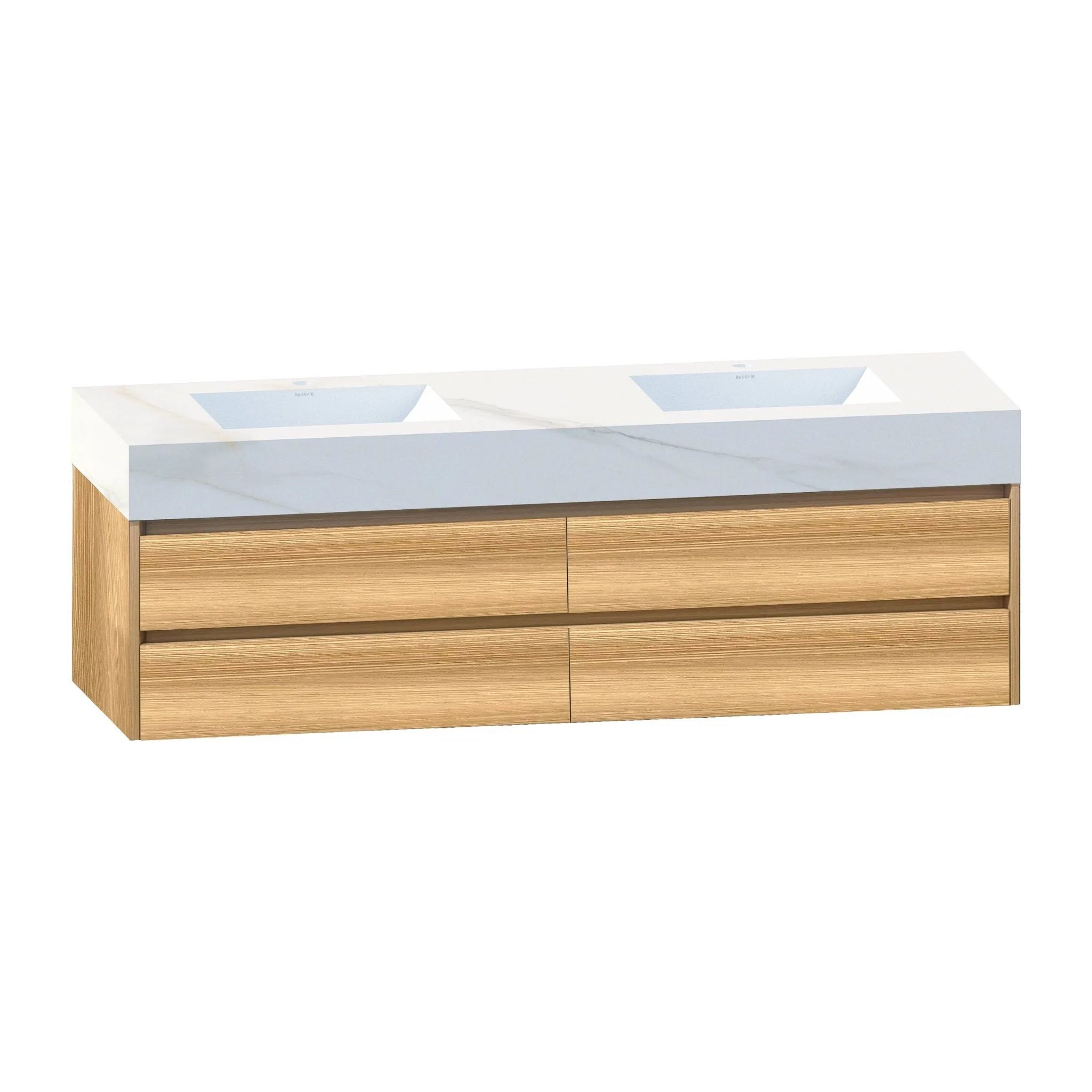 Aventino 60-71" 4-Drawer Floating Double-Sink Vanity with Sintered Stone Top