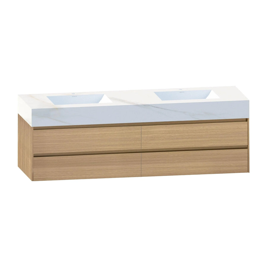 Aventino 60-71" 4-Drawer Floating Double-Sink Vanity with Sintered Stone Top