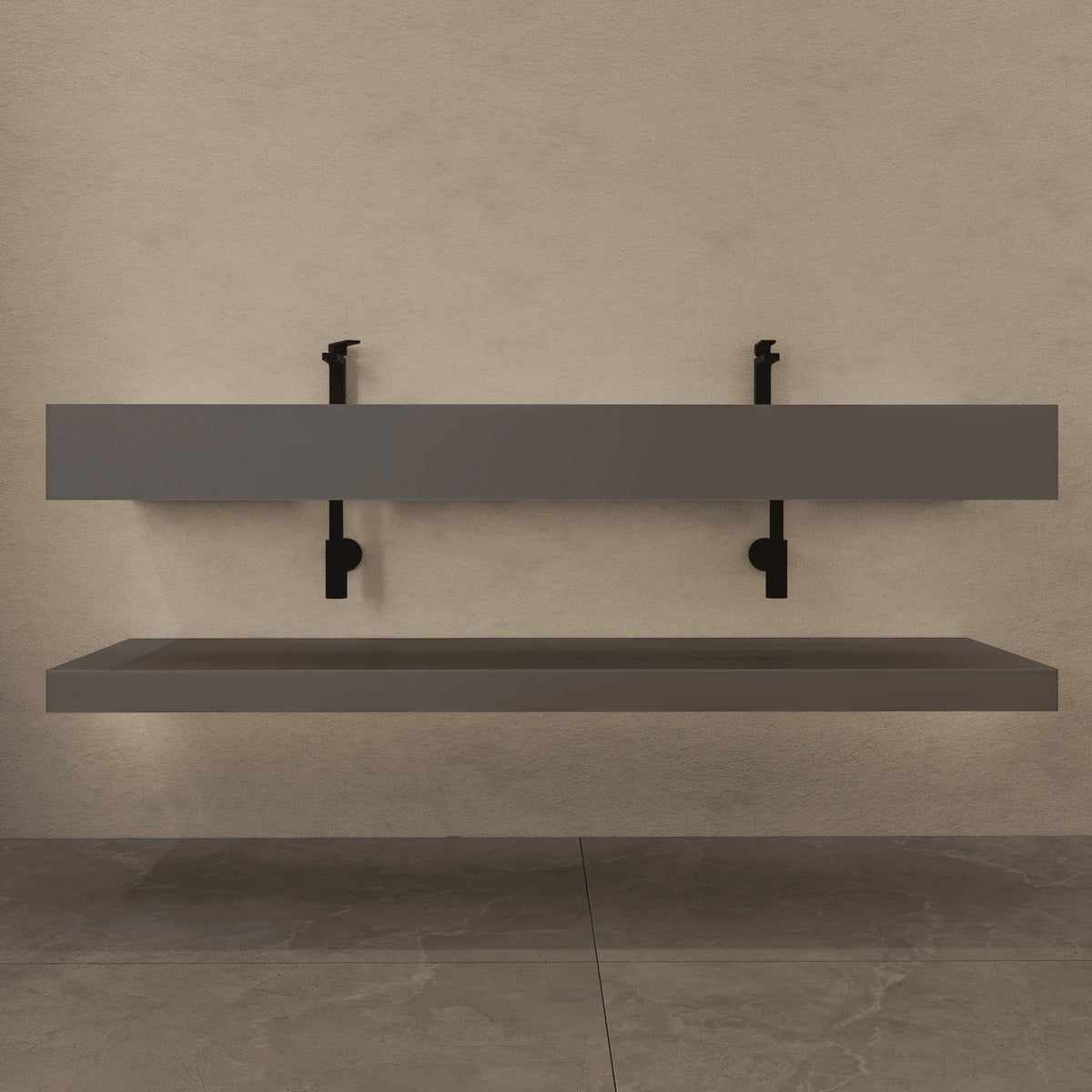 Aventino 71-inch gallery Flat-Front floating double-sink vanity — sintered stone top