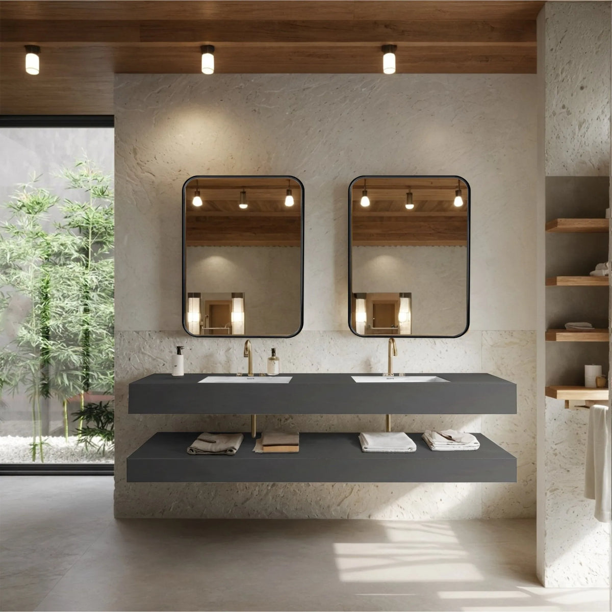 Aventino 71-inch gallery floating vanity — sintered stone top