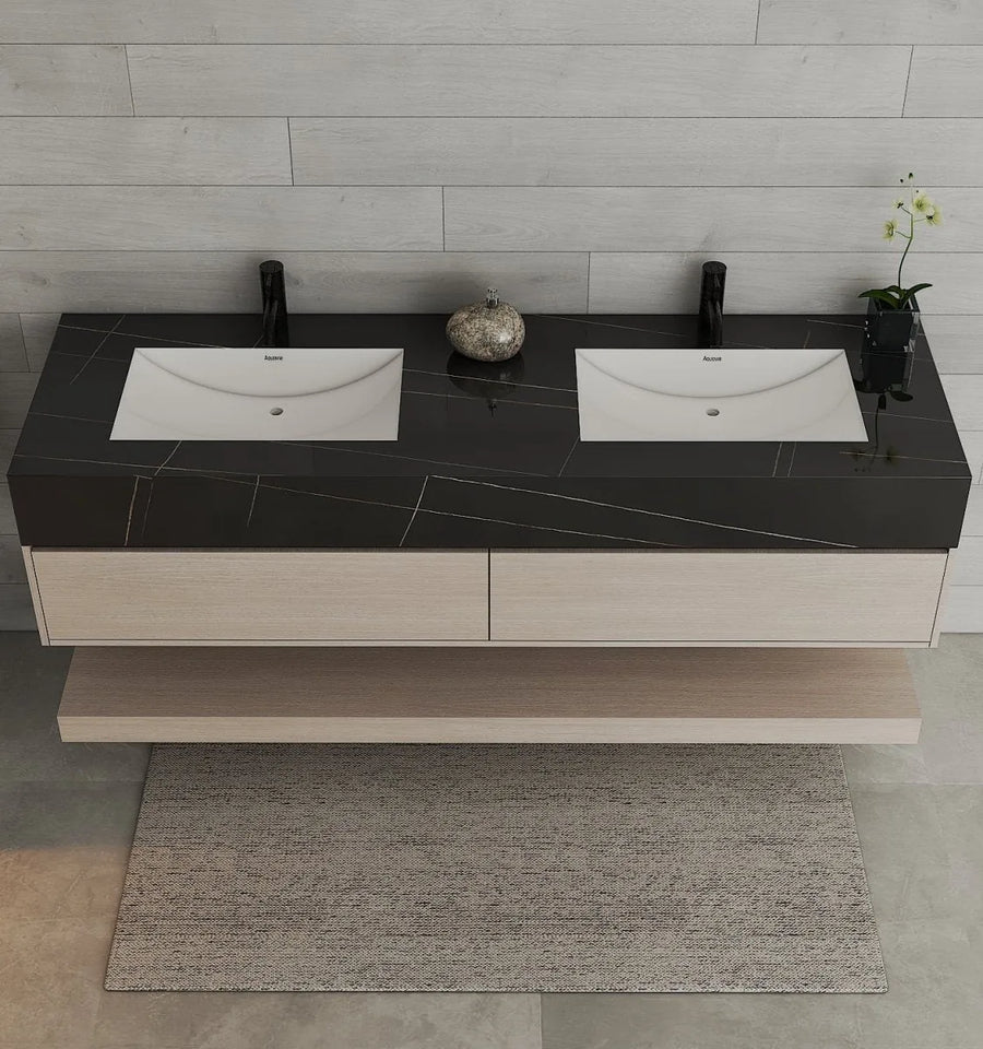 Aventino open-shelf vanity — cabinet with integrated lower shelf