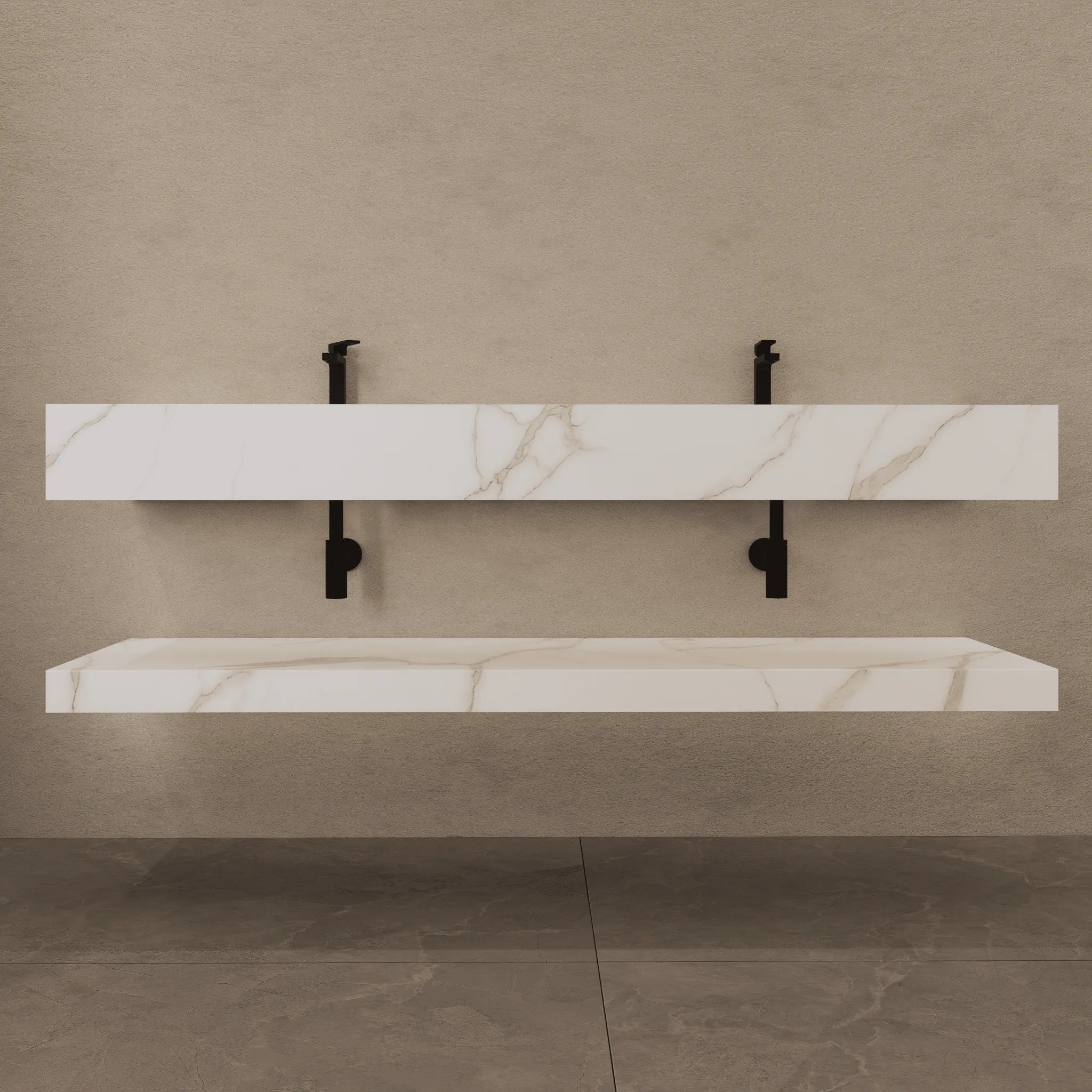 Aventino 71" Slate Floating Double-Sink Vanity with Sintered Stone Top