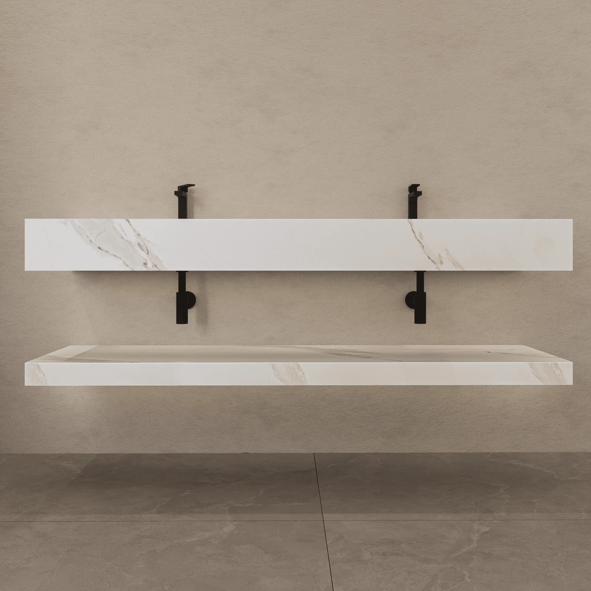 Aventino 71" Slate Floating Double-Sink Vanity with Sintered Stone Top