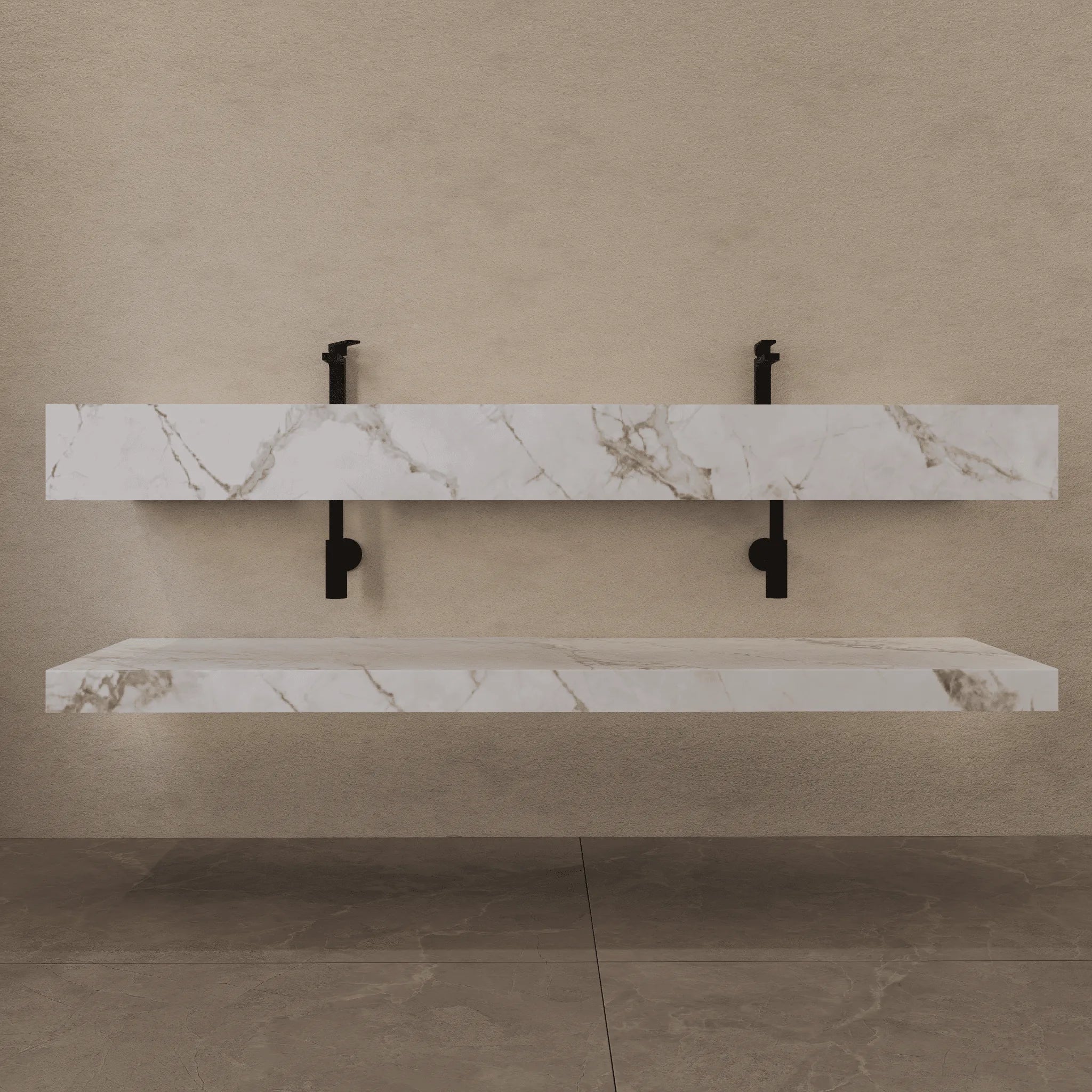 Aventino 71" Slate Floating Double-Sink Vanity with Sintered Stone Top