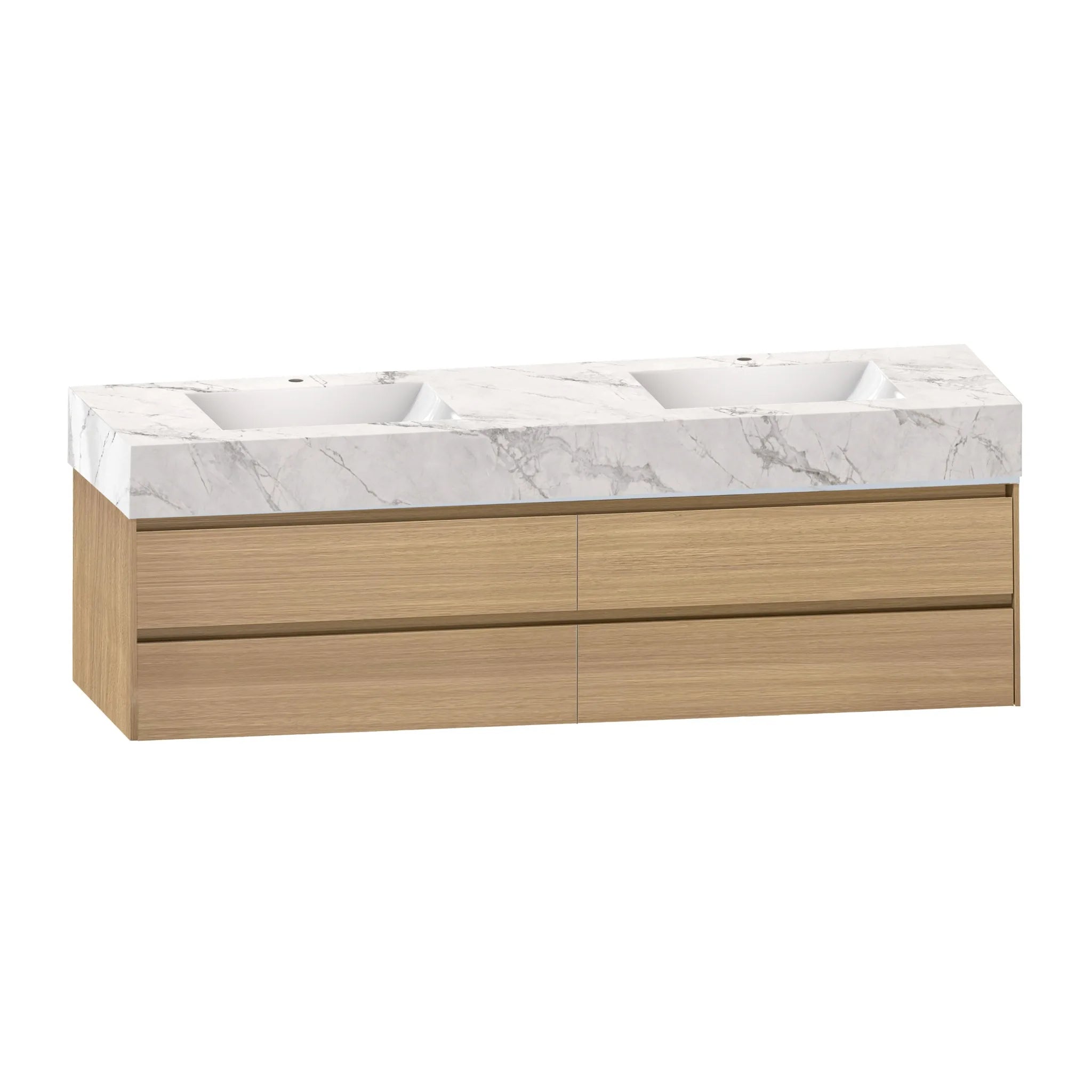 Aventino 60-71" 4-Drawer Floating Double-Sink Vanity with Sintered Stone Top