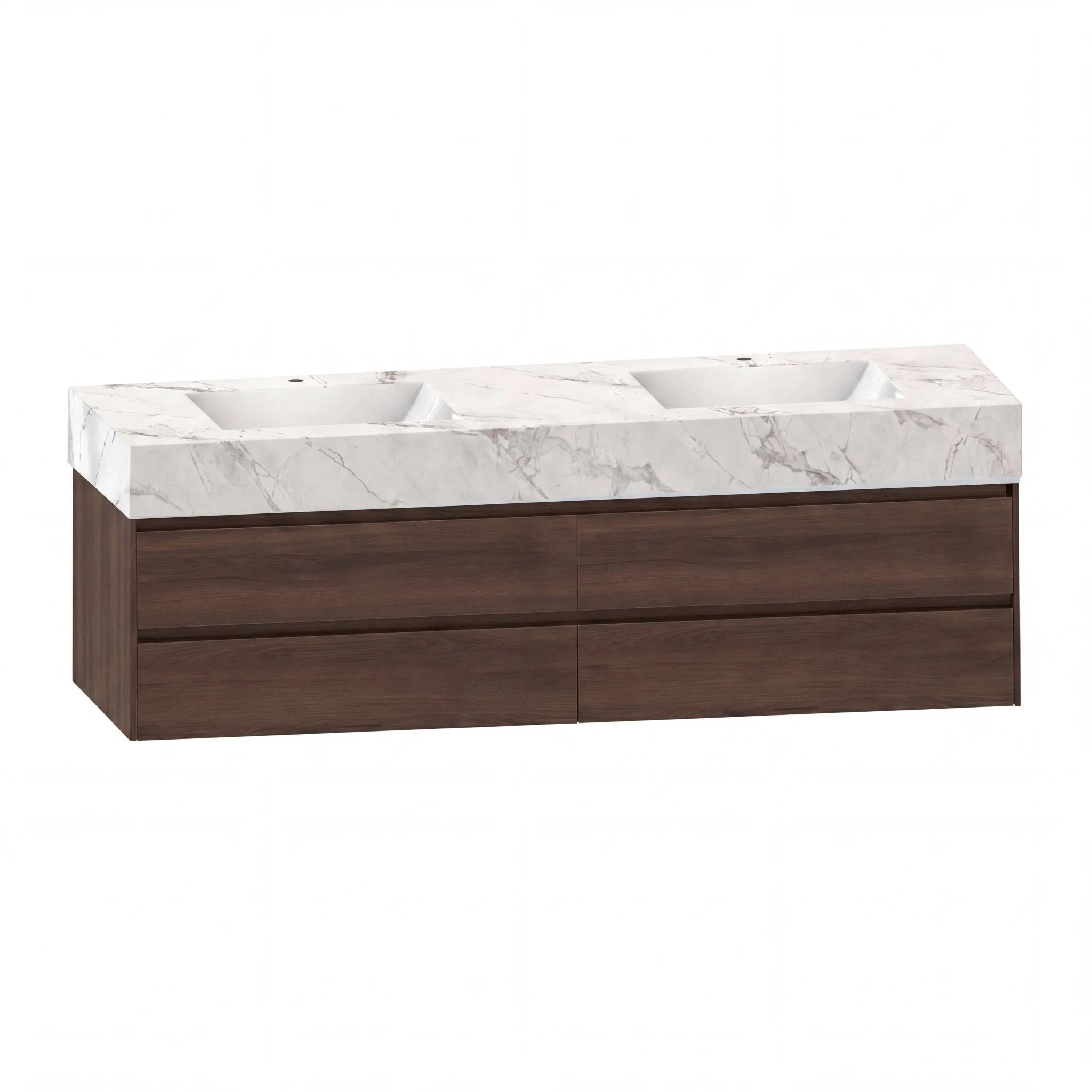 Aventino 60-71" 4-Drawer Floating Double-Sink Vanity with Sintered Stone Top